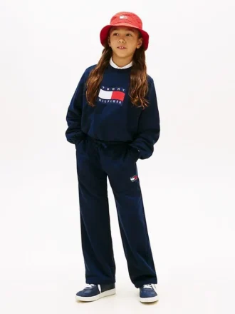 Pantaloni de trening pentru copii cu logo steag ondulat