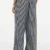 Pantaloni din amestec de in cu imprimeu gingham Pantaloni din amestec de in cu imprimeu gingham