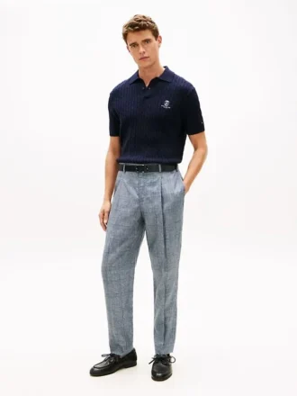 Pantaloni din in cu carouri Glen Plaid New York Label Pantaloni din in cu carouri Glen Plaid New York Label