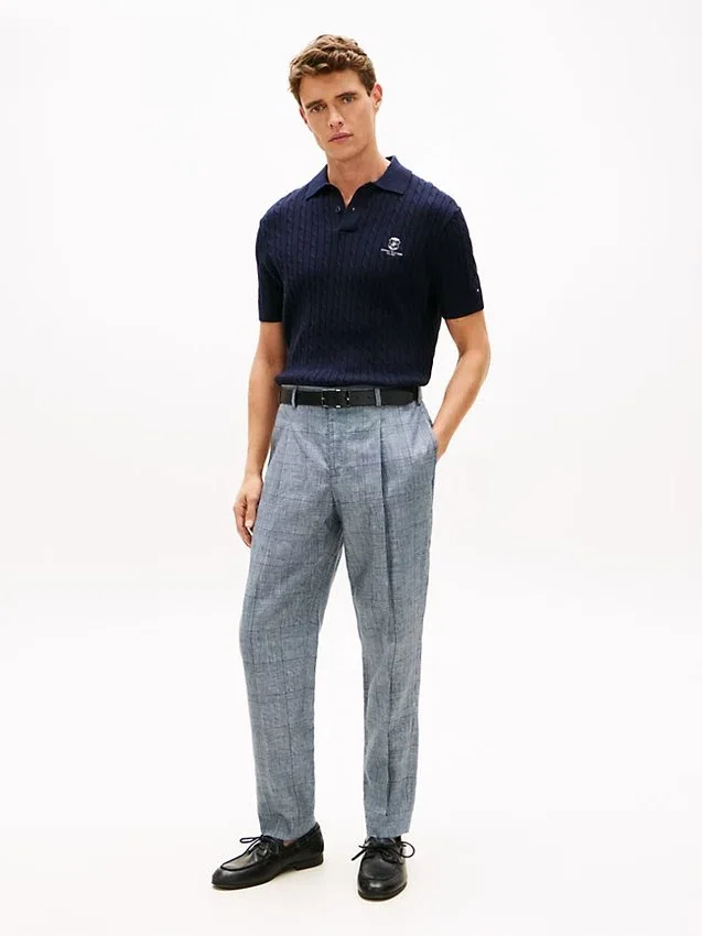 Pantaloni din in cu carouri Glen Plaid New York Label Pantaloni din in cu carouri Glen Plaid New York Label