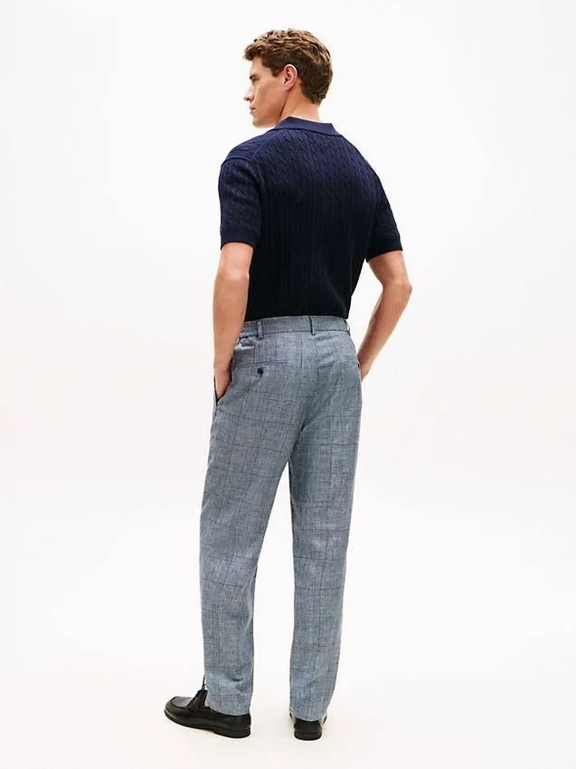 Pantaloni din in cu carouri Glen Plaid New York Label Pantaloni din in cu carouri Glen Plaid New York Label