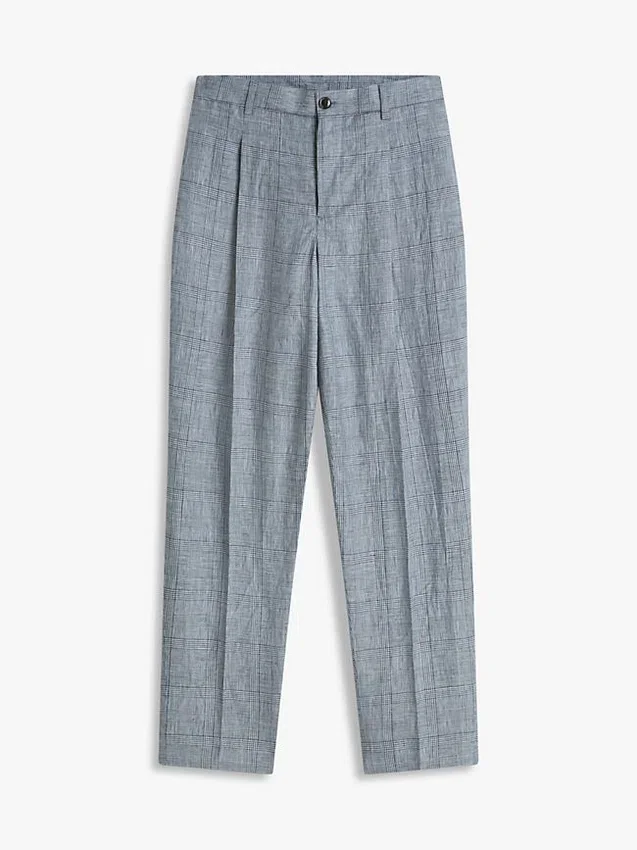 Pantaloni din in cu carouri Glen Plaid New York Label Pantaloni din in cu carouri Glen Plaid New York Label