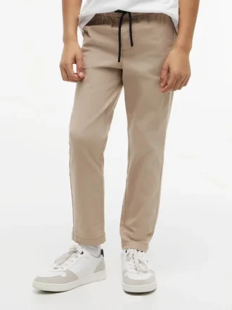 Pantaloni din poplin elastic cu textură de hârtie pentru copii