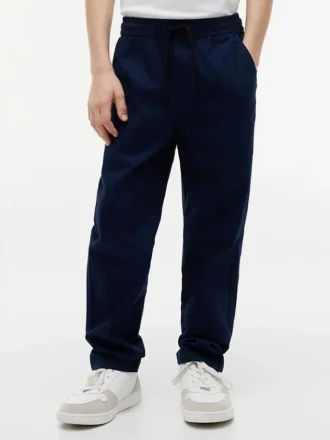 Pantaloni din poplin elastic cu textură de hârtie pentru copii