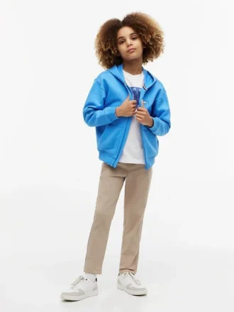 Pantaloni din poplin elastic cu textură de hârtie pentru copii