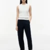 Pantaloni fără nasturi din amestec de in și bumbac Pantaloni fără nasturi din amestec de in și bumbac