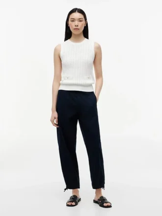 Pantaloni fără nasturi din amestec de in și bumbac Pantaloni fără nasturi din amestec de in și bumbac