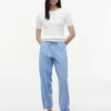 Pantaloni fără nasturi din amestec de in și bumbac