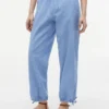 Pantaloni fără nasturi din amestec de in și bumbac