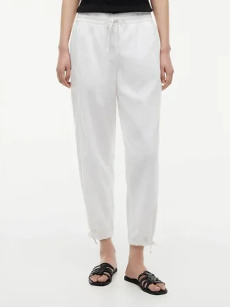 Pantaloni fără nasturi din amestec de in și bumbac