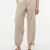 Pantaloni fără nasturi din amestec de in și bumbac