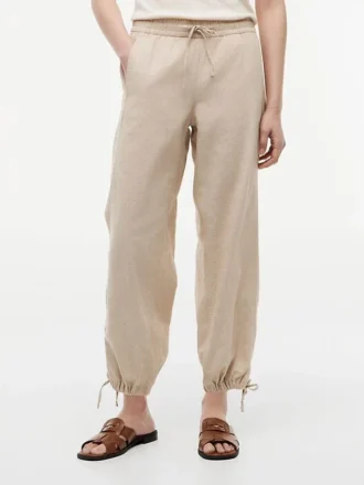 Pantaloni fără nasturi din amestec de in și bumbac