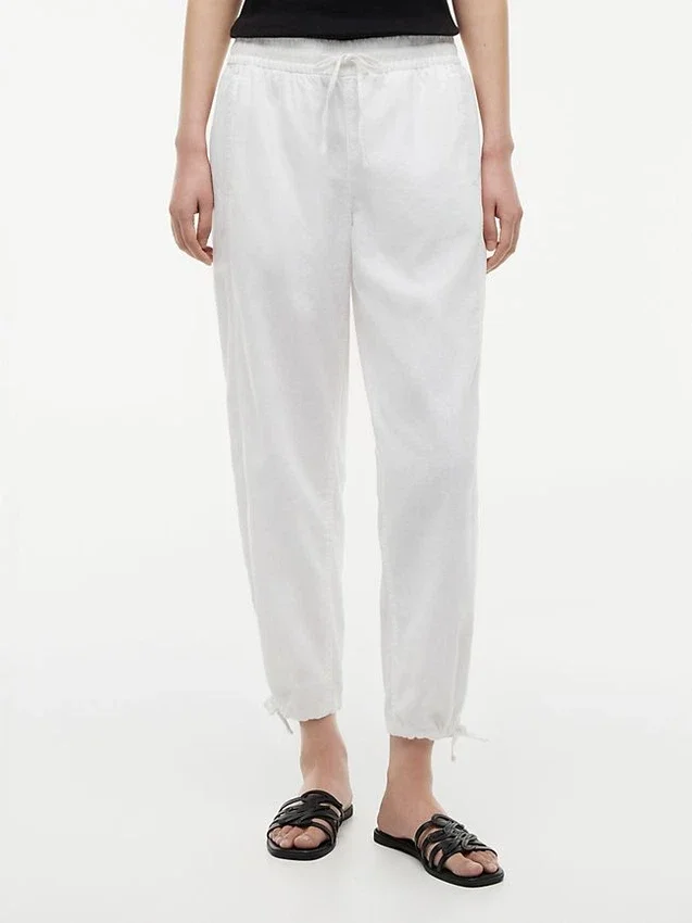 Pantaloni fără nasturi din amestec de in și bumbac Pantaloni fără nasturi din amestec de in și bumbac