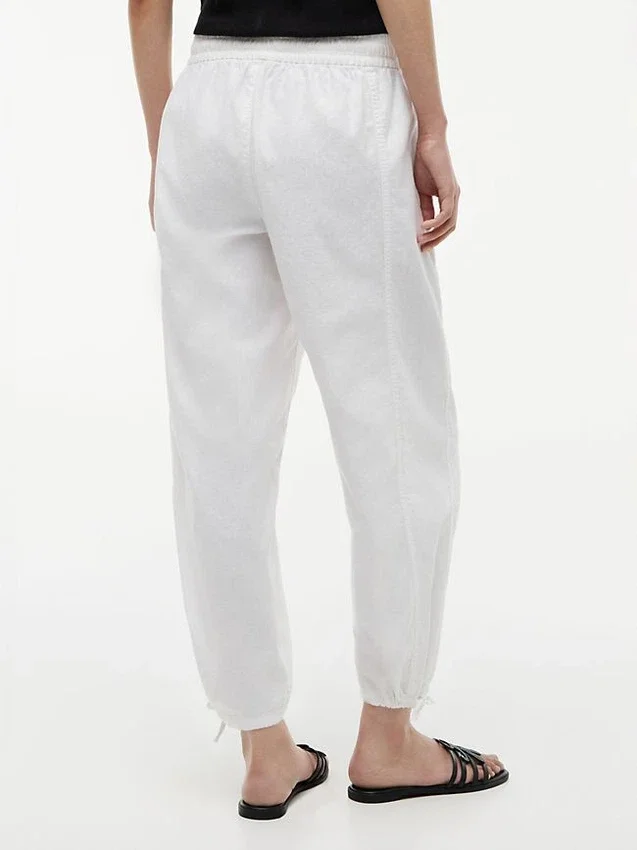 Pantaloni fără nasturi din amestec de in și bumbac Pantaloni fără nasturi din amestec de in și bumbac