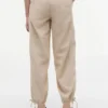 Pantaloni fără nasturi din amestec de in și bumbac