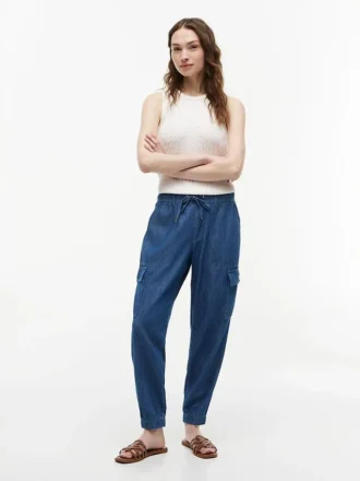 Pantaloni jogger cargo din bumbac elastic