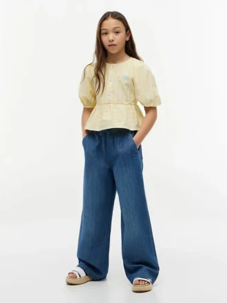 Pantaloni largi din cambric pentru copii, fără nasturi