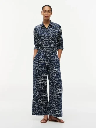 Pantaloni largi din in, fără nasturi