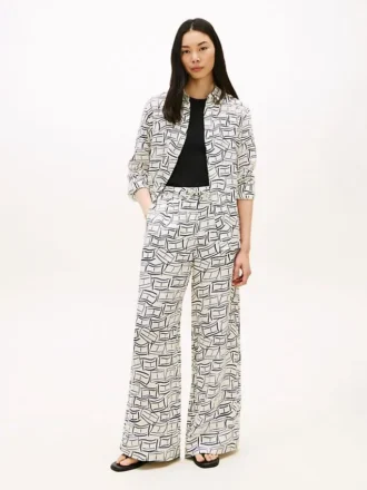 Pantaloni largi din in, fără nasturi