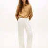 Pantaloni largi din satin elastic, fără nasturi