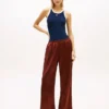 Pantaloni largi din satin elastic, fără nasturi