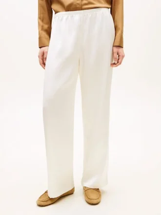 Pantaloni largi din satin elastic, fără nasturi