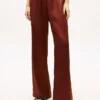 Pantaloni largi din satin elastic, fără nasturi