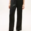 Pantaloni largi din satin elastic, fără nasturi