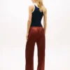 Pantaloni largi din satin elastic, fără nasturi
