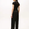 Pantaloni largi din satin elastic, fără nasturi