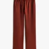 Pantaloni largi din satin elastic, fără nasturi