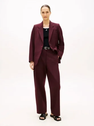 Pantaloni largi drepți din amestec de lână
