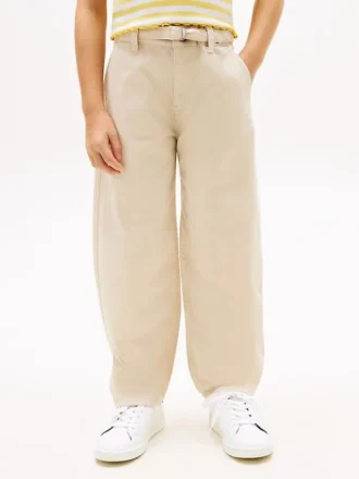 Pantaloni pentru copii cu talie înaltă și curea