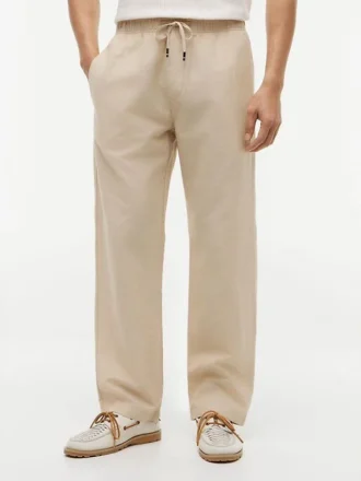 Pantaloni relaxați din amestec de bumbac și in Pantaloni relaxați din amestec de bumbac și in