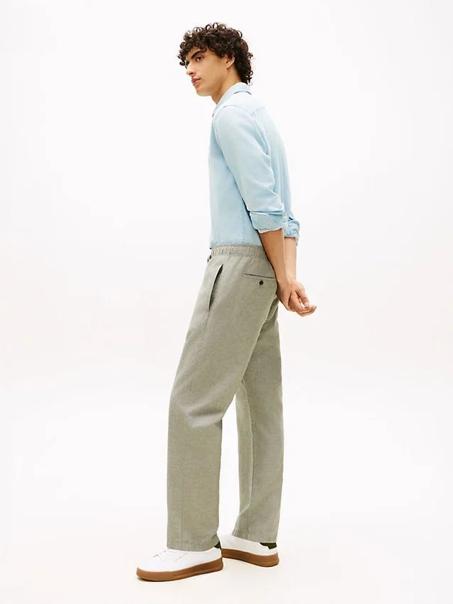 Pantaloni relaxați din amestec de bumbac și in Pantaloni relaxați din amestec de bumbac și in