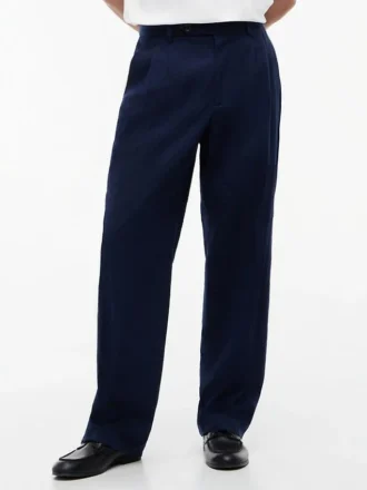 Pantaloni relaxați din amestec de lână ușoară Seersucker Pantaloni relaxați din amestec de lână ușoară Seersucker