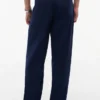 Pantaloni relaxați din amestec de lână ușoară Seersucker Pantaloni relaxați din amestec de lână ușoară Seersucker
