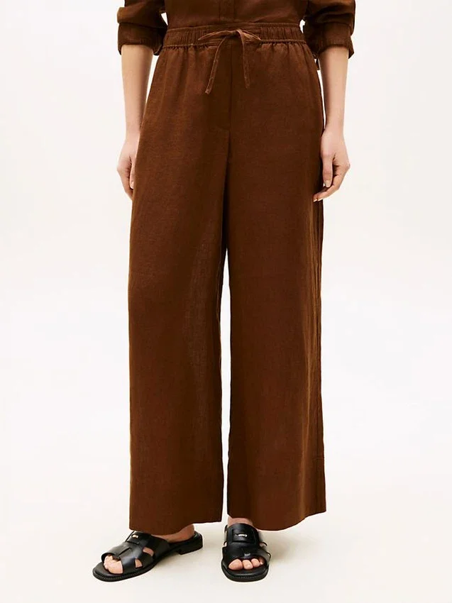 Pantaloni relaxați din in, fără nasturi Pantaloni relaxați din in, fără nasturi