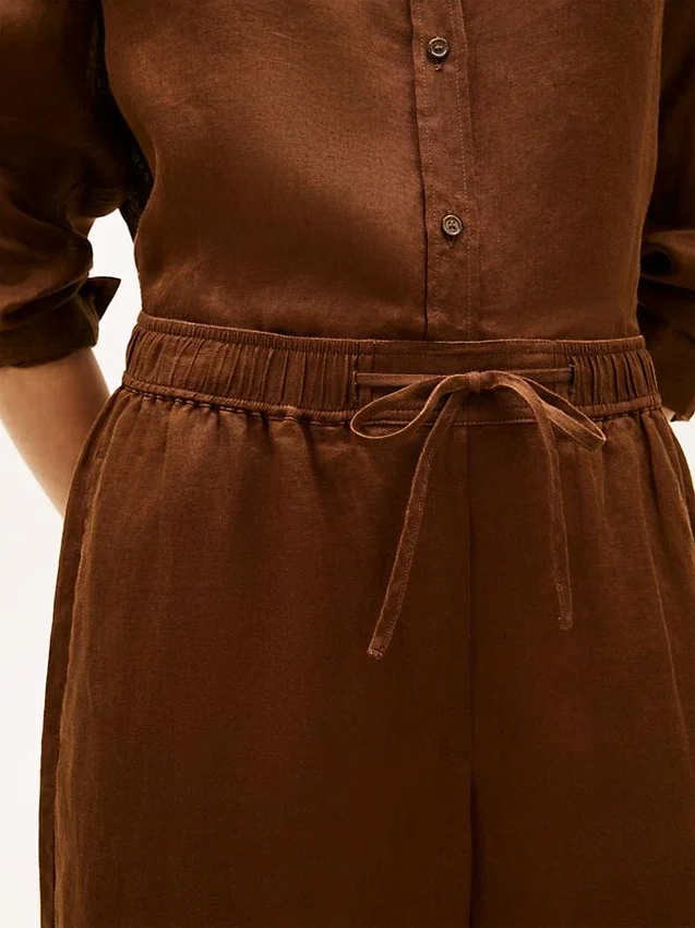 Pantaloni relaxați din in, fără nasturi Pantaloni relaxați din in, fără nasturi