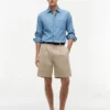 Pantaloni scurți chino din amestec de bumbac și in, cu croială lejeră