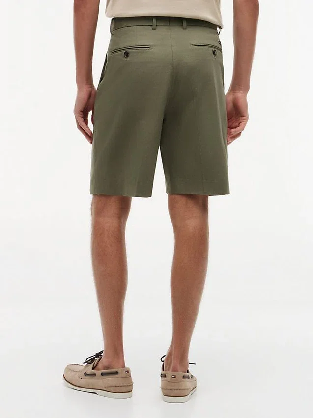 Pantaloni scurți chino din amestec de bumbac și in, cu croială lejeră Pantaloni scurți chino din amestec de bumbac și in, cu croială lejeră