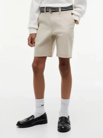 Pantaloni scurți chino elastici, largi, cu curele, pentru copii