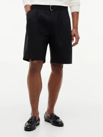 Pantaloni scurți cu croi relaxat, cu pliseuri și curele, de 10″