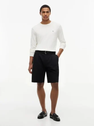 Pantaloni scurți cu croi relaxat, cu pliseuri și curele, de 10″