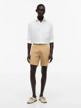 Pantaloni scurți cu croială regular, imprimeu cu ancore, lungime 7″ Pantaloni scurți cu croială regular, imprimeu cu ancore, lungime 7″