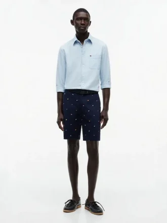 Pantaloni scurți cu croială regular, imprimeu cu steaguri de navigație, lungime 9″
