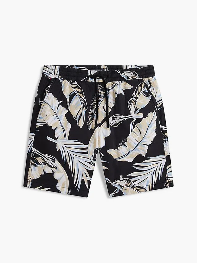 Pantaloni scurți cu croială regular, imprimeu tropical, lungime 7″ Pantaloni scurți cu croială regular, imprimeu tropical, lungime 7″