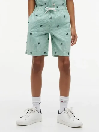 Pantaloni scurți cu dungi și logo monogramă pentru copii