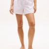 Pantaloni scurți de dormit din poplin cu dungi Pantaloni scurți de dormit din poplin cu dungi
