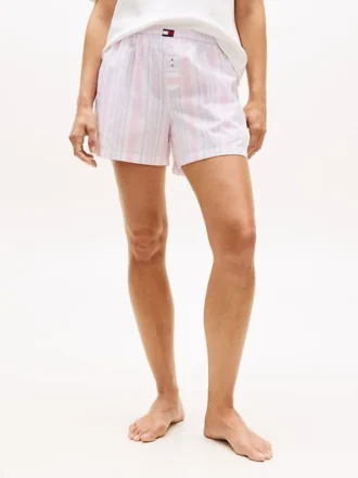 Pantaloni scurți de dormit din poplin cu dungi